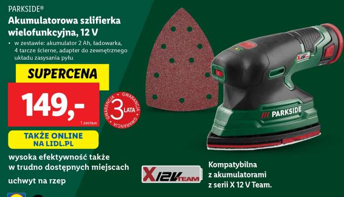 PARKSIDE Akumulatorowa szlifierka wielofunkcyjna, 12 V