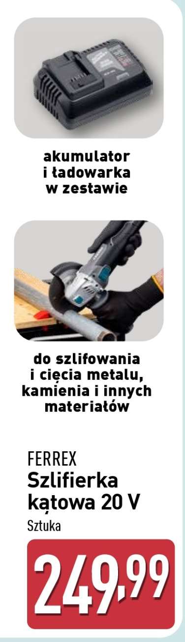 FERREX Szlifierka kątowa 20 V