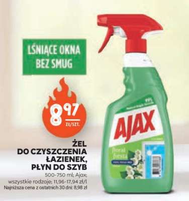 Żel do czyszczenia łazienek, płyn do szyb Ajax