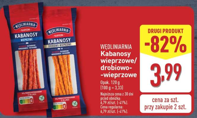 WĘDLINIARNIA Kabanosy wieprzowe/drobiowo-wieprzowe