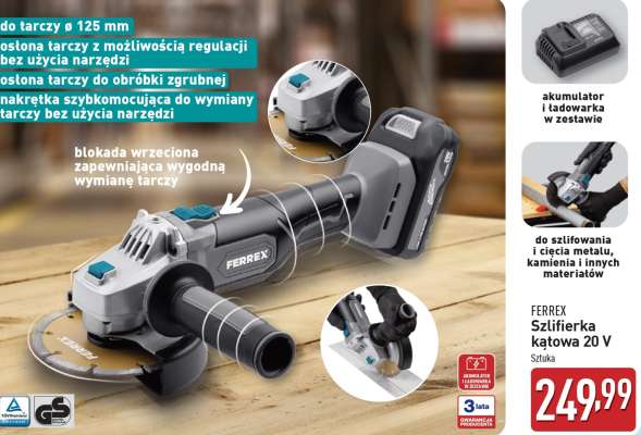 FERREX Szlifierka kątowa 20 V