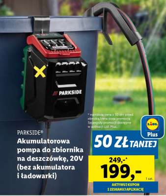 PARKSIDE Akumulatorowa pompa do zbiornika na deszczówkę, 20V
