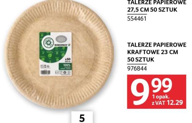 Talerze papierowe kraftowe 23 cm 50 sztuk