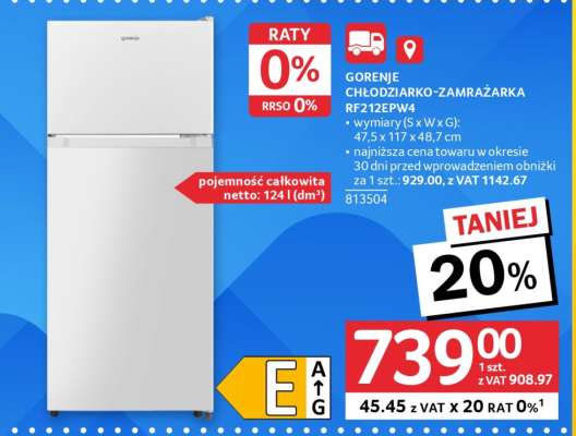 GORENJE CHŁODZIARKO-ZAMRAŻARKA RF212EPW4