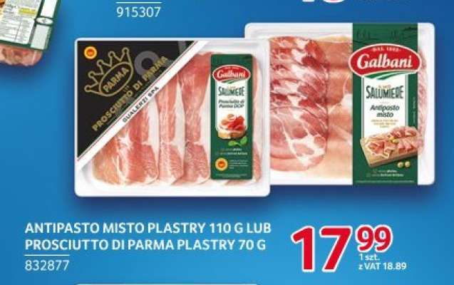 Antipasto Misto Plastry 110 g lub Prosciutto di Parma Plastry 70 g