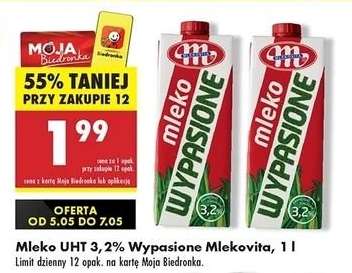 MLEKO UHT 3,2 WYPASIONE MLEKOVITA 1 L