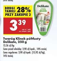 Twaróg Klinek półtłusty Delikate, 250 g