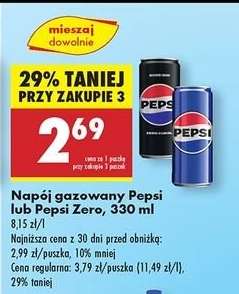 Napój gazowany Pepsi lub Pepsi Zero, 330 ml
