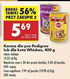 Karma dla psa Pedigree lub dla kota Whiskas, 400 g