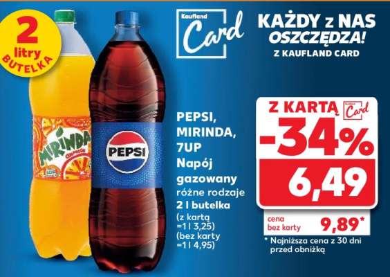 PEPSI, MIRINDA, 7UP Napój gazowany różne rodzaje 2 l butelka