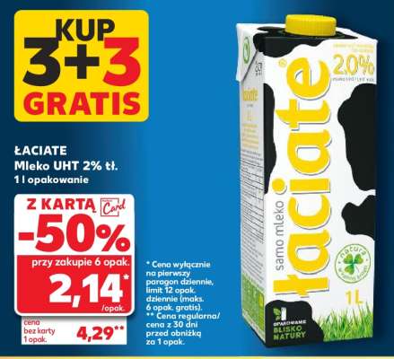 ŁACIATE Mleko UHT 2% tł. 1l opakowanie