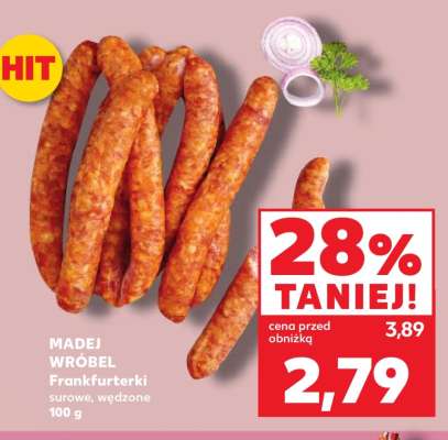 MADEJ WRÓBEL Frankfurterki surowe, wędzone 100 g