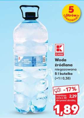 Woda źródlana niegazowana 5 l butelka