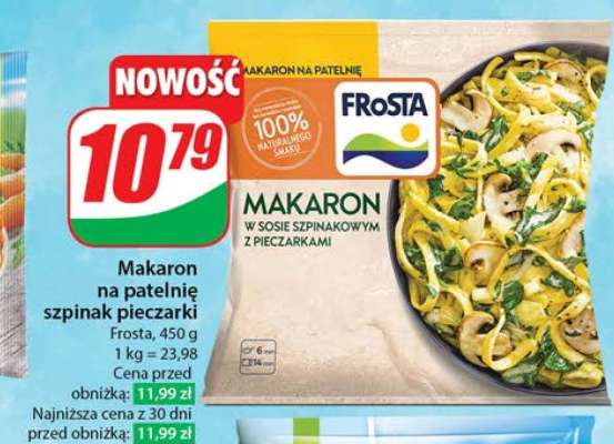Makaron na patelnię szpinak pieczarki