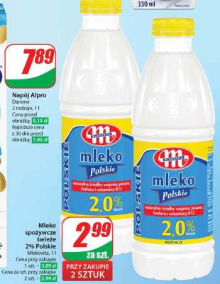Mleko spożywcze świeże 2% Polskie Mlekovita, 1 l