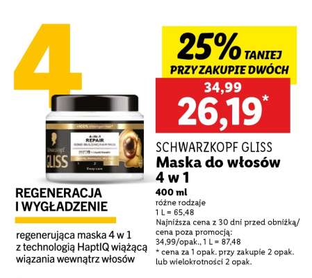 SCHWARZKOPF GLISS Maska do włosów 4 w 1