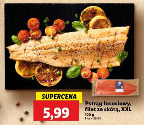 Pstrąg łososiowy, filet ze skórą, XXL