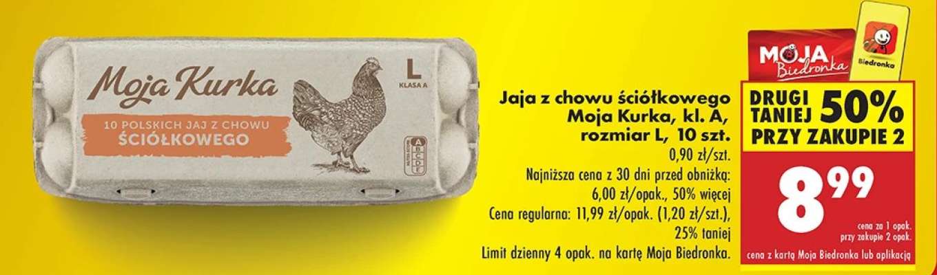 Jaja z chowu ściółkowego Moja Kurka, kl. A, rozmiar L, 10 szt.