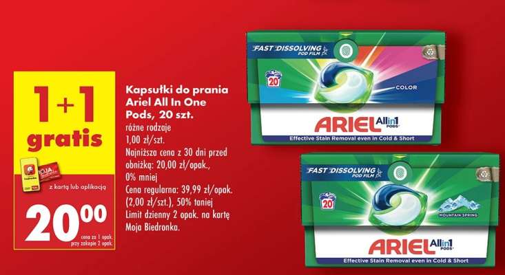 Kapsułki do prania Ariel All in One Pods, 20 szt.