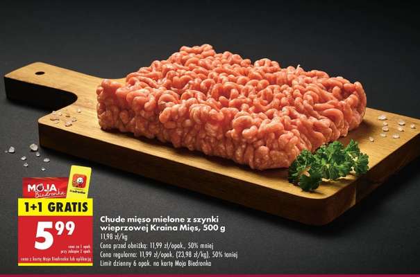 Chude mięso mielone z szynki wieprzowej Kraina Mies , 500 g