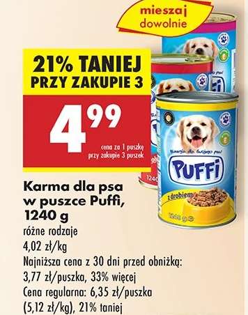 Karma dla psa w puszce Puffi, 1240 g