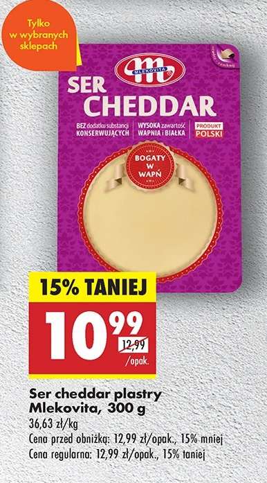 Ser cheddar plastry Mlekovita , 300 g
