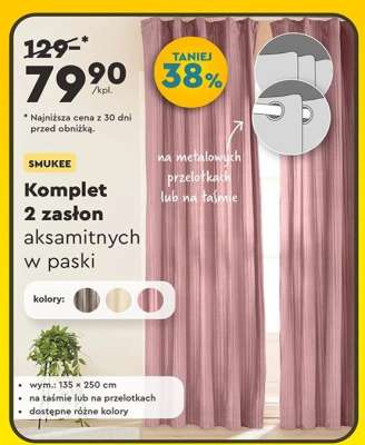Komplet 2 zasłon aksamitnych w paski