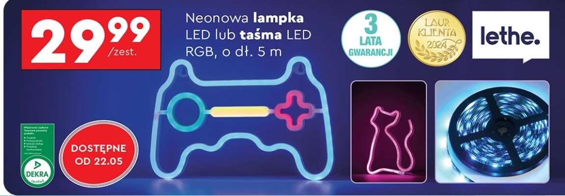 Neonowa lampka LED lub taśma LED RGB, o dł. 5 m