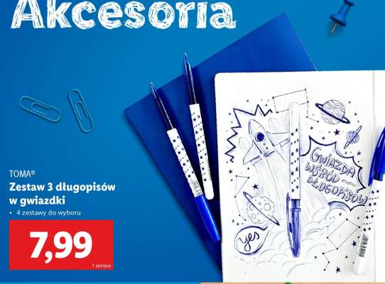 TOMA® Zestaw 3 długopisów w gwiazdki