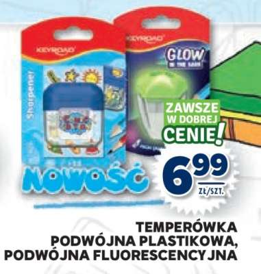 Temperówka podwójna plastikowa, podwójna fluorescencyjna