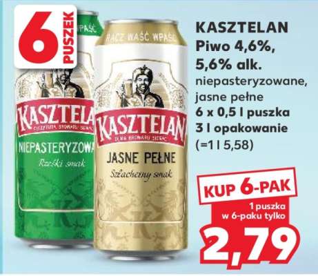 KASZTELAN Piwo 4,6%, 5,6% alk.