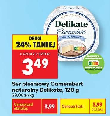 Ser pleśniowy Camembert naturalny Delikate, 120 g