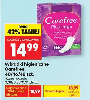 Wkładki higieniczne Carefree 40/46/48 szt