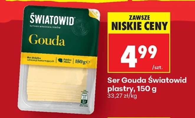 Ser Gouda Światowid plastry, 150 g