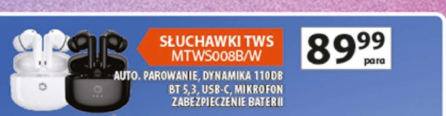 SŁUCHAWKI TWS MTWS008BW