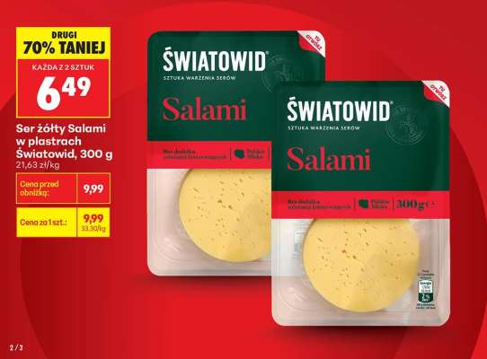 Ser żółty Salami w plastrach Światowid , 300 g