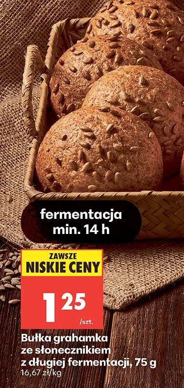 Bułka grahamka ze słonecznikiem z długiej fermentacji, 75 g