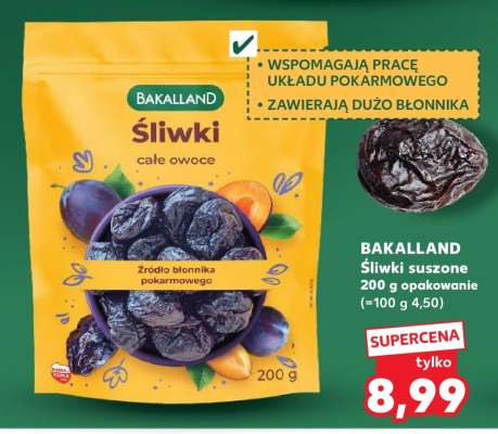 BAKALLAND Śliwki suszone 200 g opakowanie