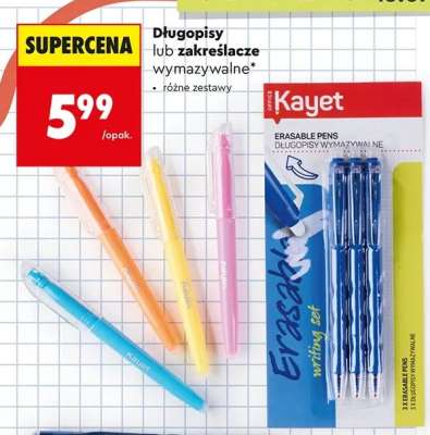 Długopisy lub zakreślacze wymazywalne