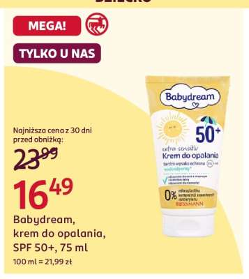 Babydream, krem do opalania, SPF 50+, 75 ml