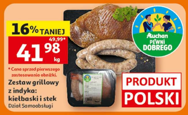 Zestaw grillowy z indyka: kiełbaski i stek