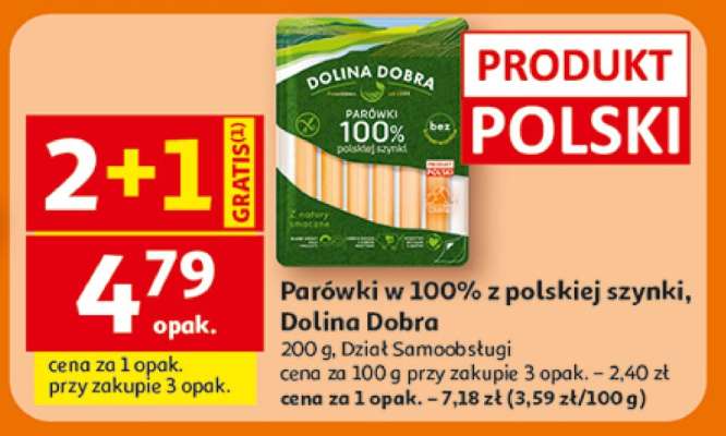 Parówki w 100% z polskiej szynki, Dolina Dobra