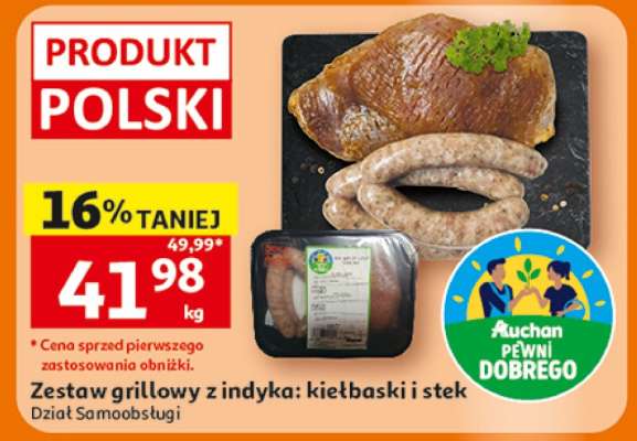 Zestaw grillowy z indyka: kiełbaski i stek