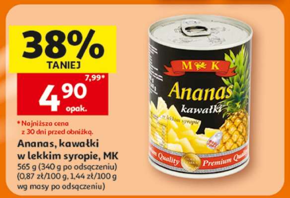 Ananas, kawałki w lekkim syropie, MK