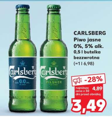 CARLSBERG Piwo jasne 0%, 5% alk. 0,5 l butelka bezzwrotna
