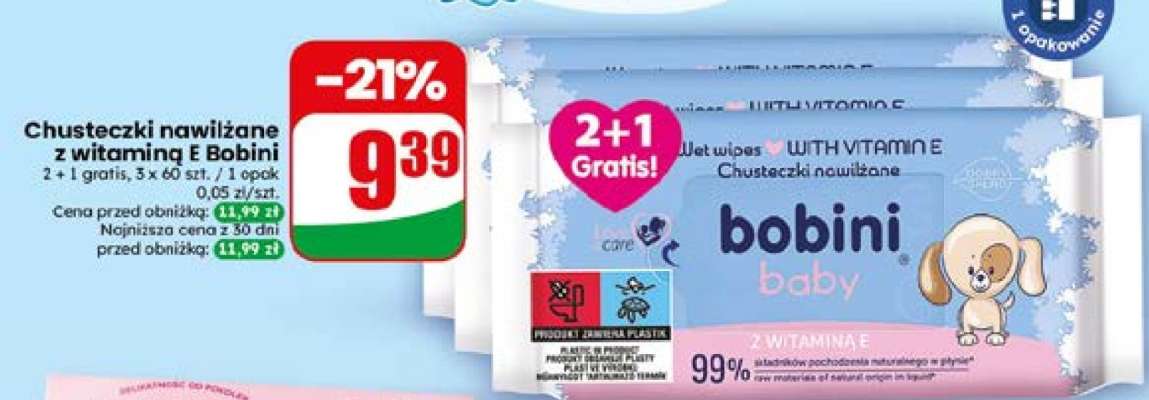 Chusteczki nawilżane z witaminą E Bobini