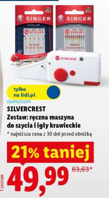 SILVERCREST Zestaw: ręczna maszyna do szycia i igły krawieckie