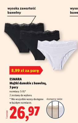 Esmara Majtki damskie z bawełną, 3 pary