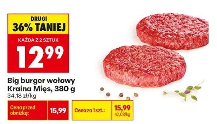 Big burger wołowy Kraina Mięs, 380 g