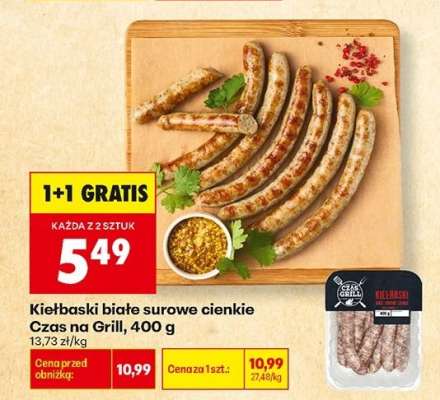 Kiełbaski białe surowe cienkie Czas na Grill,, 400 g